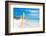 Scene with Sailing Boat at the Famous Varadero Beach , Caribbean Sea in Cuba-Kamira-Framed Premium Photographic Print