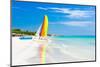 Scene with Sailing Boat at the Famous Varadero Beach , Caribbean Sea in Cuba-Kamira-Mounted Photographic Print