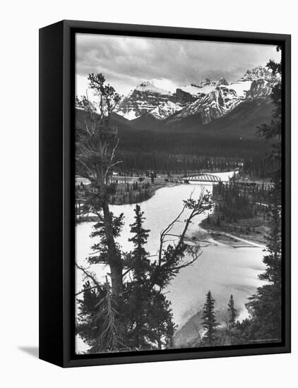 Scenery Along Columbia Icefields Highway in Canadian Rockies between Banff and Jasper-Andreas Feininger-Framed Premier Image Canvas