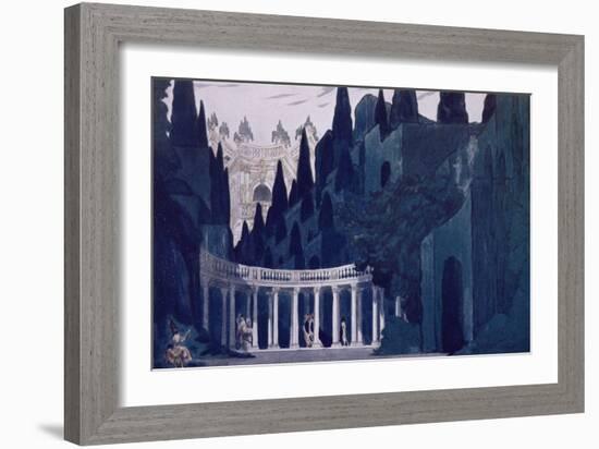 Scenery Design for the Royal Garden, from Sleeping Beauty, 1921 (Colour Litho)-Leon Bakst-Framed Giclee Print