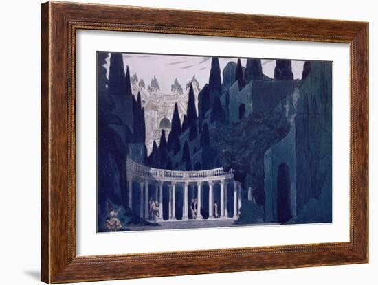 Scenery Design for the Royal Garden, from Sleeping Beauty, 1921 (Colour Litho)-Leon Bakst-Framed Giclee Print