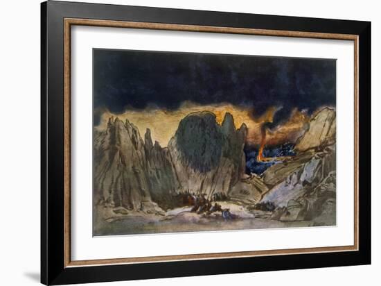 Scenery Design from Phedre, 1917 (Colour Litho)-Leon Bakst-Framed Giclee Print