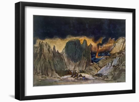 Scenery Design from Phedre, 1917 (Colour Litho)-Leon Bakst-Framed Giclee Print