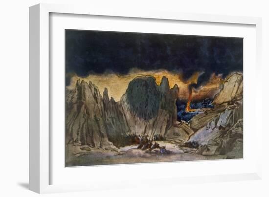 Scenery Design from Phedre, 1917 (Colour Litho)-Leon Bakst-Framed Giclee Print