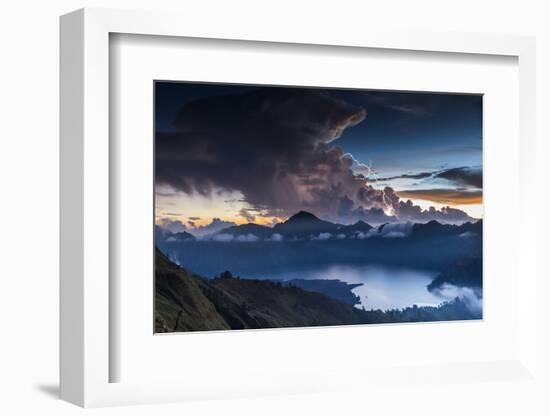 Scenery in the Gunung Rinjani, the Crater Lake, Clouds, Stormy Atmosphere, Flash-Christoph Mohr-Framed Photographic Print