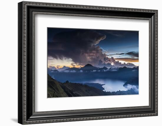 Scenery in the Gunung Rinjani, the Crater Lake, Clouds, Stormy Atmosphere, Flash-Christoph Mohr-Framed Photographic Print