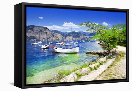 Scenery of Lago Di Garda- Beautiful Lake in Northen Italy-Maugli-l-Framed Premier Image Canvas