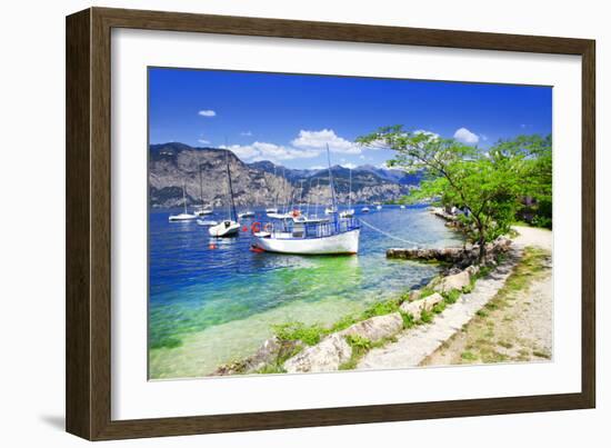 Scenery of Lago Di Garda- Beautiful Lake in Northen Italy-Maugli-l-Framed Photographic Print