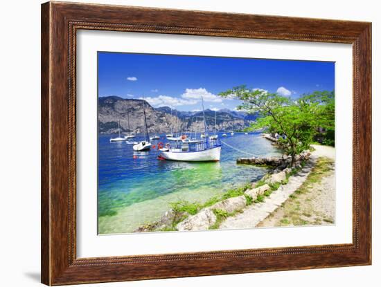 Scenery of Lago Di Garda- Beautiful Lake in Northen Italy-Maugli-l-Framed Photographic Print