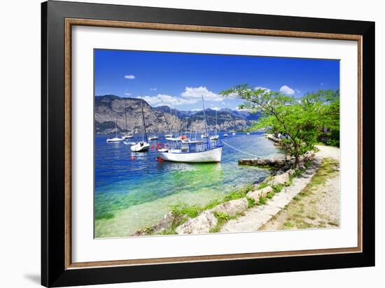 Scenery of Lago Di Garda- Beautiful Lake in Northen Italy-Maugli-l-Framed Photographic Print