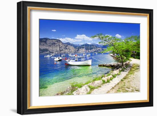 Scenery of Lago Di Garda- Beautiful Lake in Northen Italy-Maugli-l-Framed Photographic Print