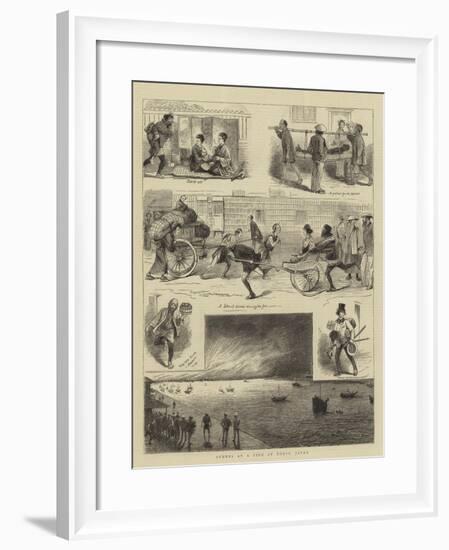 Scenes at a Fire at Tokio, Japan-null-Framed Giclee Print