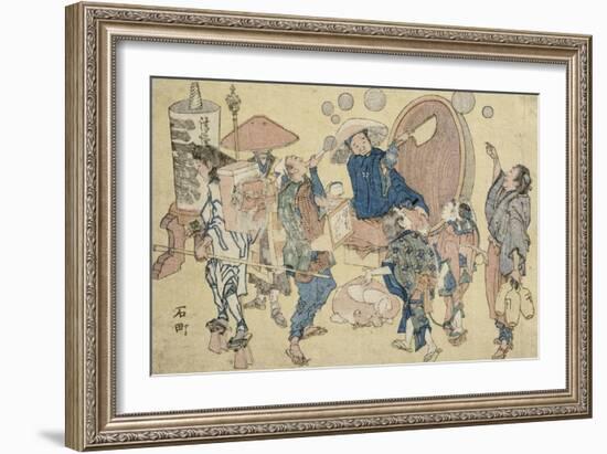 Scènes de rue nouvellement publiées-Katsushika Hokusai-Framed Giclee Print