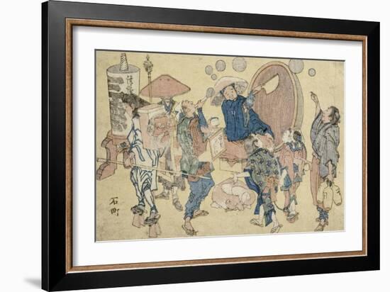 Scènes de rue nouvellement publiées-Katsushika Hokusai-Framed Giclee Print