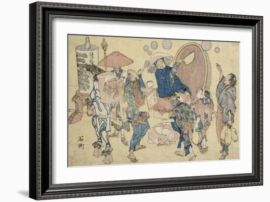 Scènes de rue nouvellement publiées-Katsushika Hokusai-Framed Giclee Print