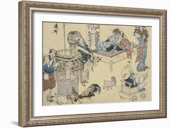 Scènes de rue nouvellement publiées-Katsushika Hokusai-Framed Giclee Print