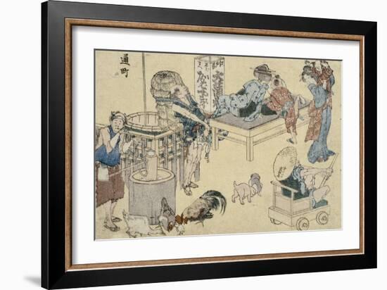 Scènes de rue nouvellement publiées-Katsushika Hokusai-Framed Giclee Print