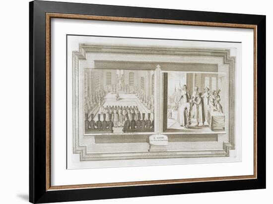 Scenes Depicting an Ambassadorial Audience with the Czar of Russia and Muscovites Declaring an Oath-Pieter Van Der Aa-Framed Giclee Print