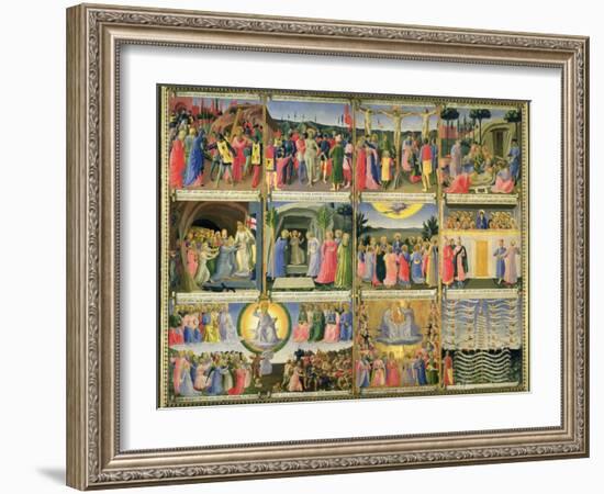 Scenes from Passion of Christ and Last Judgement, Originally Drawers from a Cabinet Storing Silver-Fra Angelico-Framed Giclee Print