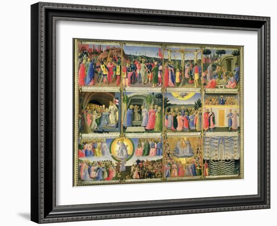 Scenes from Passion of Christ and Last Judgement, Originally Drawers from a Cabinet Storing Silver-Fra Angelico-Framed Giclee Print