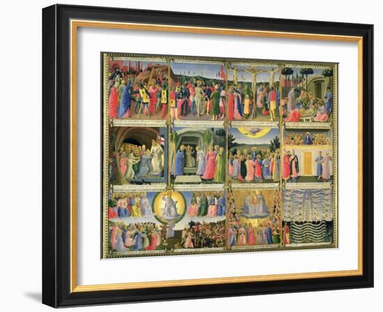Scenes from Passion of Christ and Last Judgement, Originally Drawers from a Cabinet Storing Silver-Fra Angelico-Framed Giclee Print