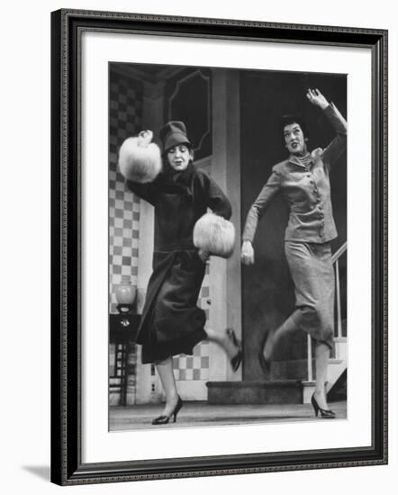 Scenes from Stage Play "Auntie Mame" Starring Rosalind Russell and Polly Rowles-Howard Sochurek-Framed Premium Photographic Print
