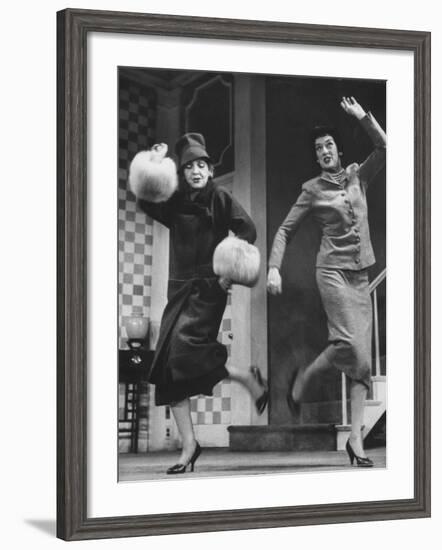 Scenes from Stage Play "Auntie Mame" Starring Rosalind Russell and Polly Rowles-Howard Sochurek-Framed Premium Photographic Print