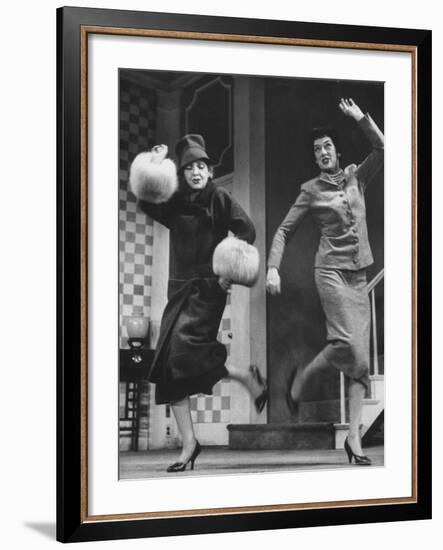 Scenes from Stage Play "Auntie Mame" Starring Rosalind Russell and Polly Rowles-Howard Sochurek-Framed Premium Photographic Print