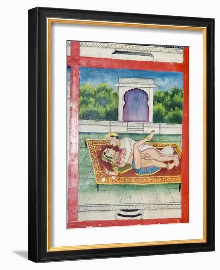 Scenes from the Kama Sutra from Cupboard in the Juna Mahal Fort, Dungarpur, Rajasthan State, India-R H Productions-Framed Photographic Print