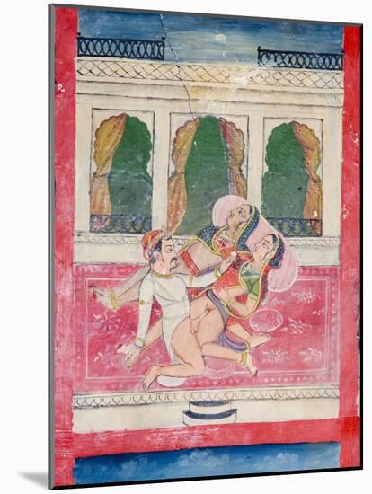 Scenes from the Kama Sutra from Cupboard in the Juna Mahal Fort, Dungarpur, Rajasthan State, India-R H Productions-Mounted Photographic Print