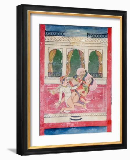 Scenes from the Kama Sutra from Cupboard in the Juna Mahal Fort, Dungarpur, Rajasthan State, India-R H Productions-Framed Photographic Print