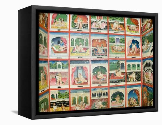 Scenes from the Kama Sutra in a Cupboard in the Juna Mahal Fort, Dungarpur, Rajasthan State, India-R H Productions-Framed Premier Image Canvas