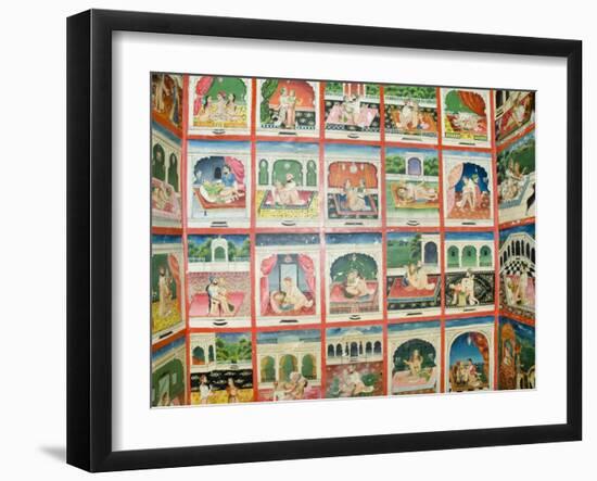 Scenes from the Kama Sutra in a Cupboard in the Juna Mahal Fort, Dungarpur, Rajasthan State, India-R H Productions-Framed Photographic Print