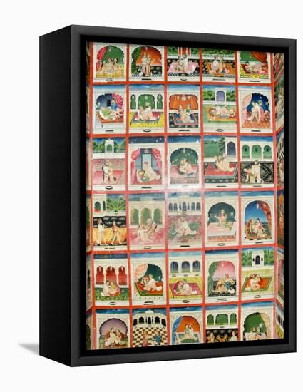 Scenes from the Kama Sutra in a Cupboard in the Juna Mahal Fort, Dungarpur, Rajasthan State, India-R H Productions-Framed Premier Image Canvas