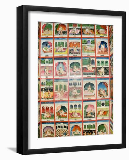 Scenes from the Kama Sutra in a Cupboard in the Juna Mahal Fort, Dungarpur, Rajasthan State, India-R H Productions-Framed Photographic Print