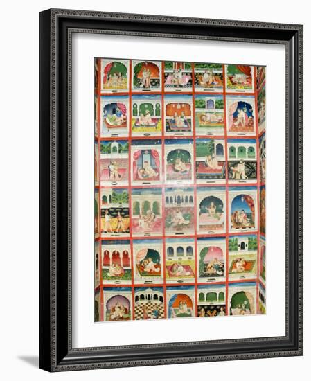 Scenes from the Kama Sutra in a Cupboard in the Juna Mahal Fort, Dungarpur, Rajasthan State, India-R H Productions-Framed Photographic Print