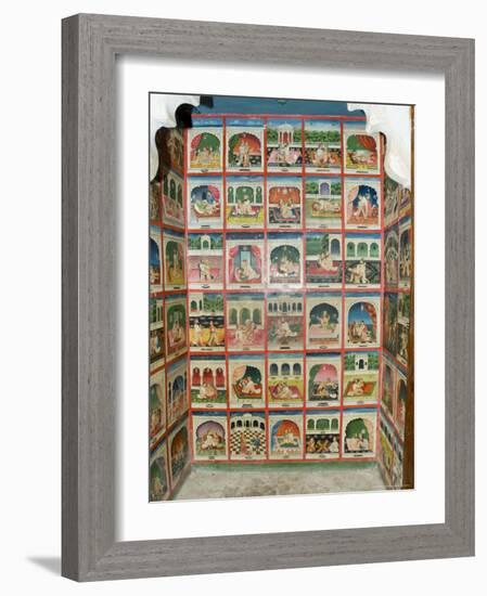 Scenes from the Kama Sutra in a Cupboard in the Juna Mahal Fort, Dungarpur, Rajasthan State, India-R H Productions-Framed Photographic Print