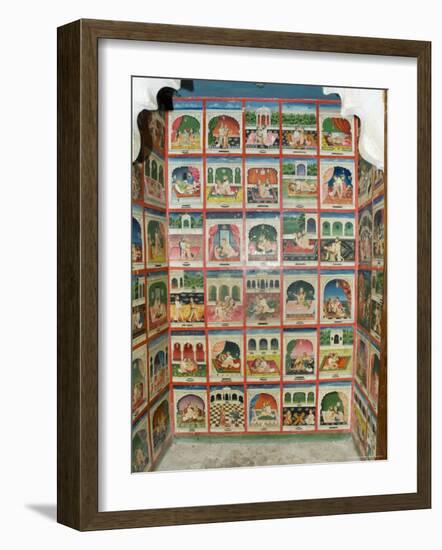 Scenes from the Kama Sutra in a Cupboard in the Juna Mahal Fort, Dungarpur, Rajasthan State, India-R H Productions-Framed Photographic Print