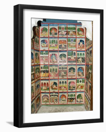 Scenes from the Kama Sutra in a Cupboard in the Juna Mahal Fort, Dungarpur, Rajasthan State, India-R H Productions-Framed Photographic Print