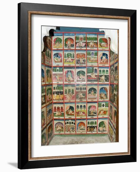 Scenes from the Kama Sutra in a Cupboard in the Juna Mahal Fort, Dungarpur, Rajasthan State, India-R H Productions-Framed Photographic Print