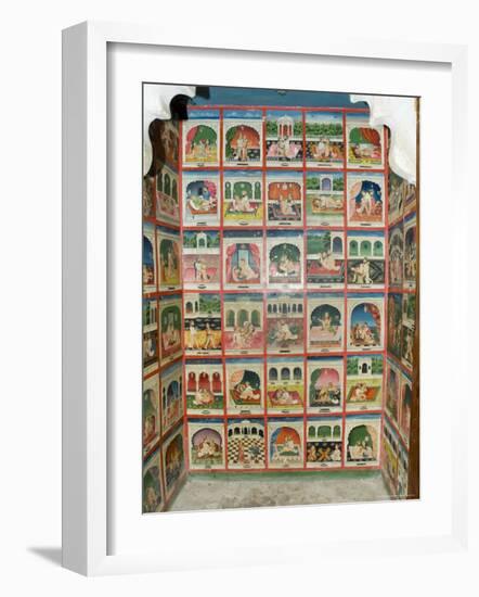 Scenes from the Kama Sutra in a Cupboard in the Juna Mahal Fort, Dungarpur, Rajasthan State, India-R H Productions-Framed Photographic Print