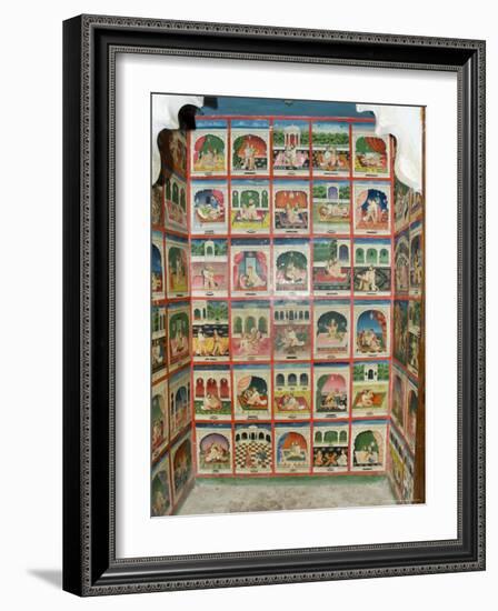 Scenes from the Kama Sutra in a Cupboard in the Juna Mahal Fort, Dungarpur, Rajasthan State, India-R H Productions-Framed Photographic Print