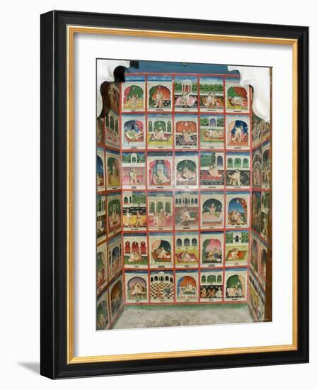 Scenes from the Kama Sutra in a Cupboard in the Juna Mahal Fort, Dungarpur, Rajasthan State, India-R H Productions-Framed Photographic Print