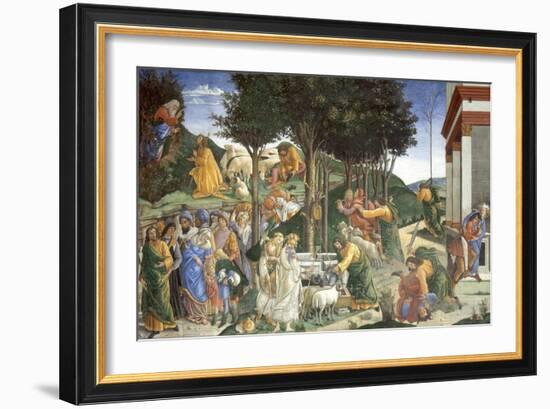 Scenes from the Life of Moses, 1481-1482-Sandro Botticelli-Framed Giclee Print