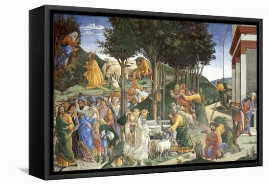 Scenes from the Life of Moses, 1481-1482-Sandro Botticelli-Framed Premier Image Canvas