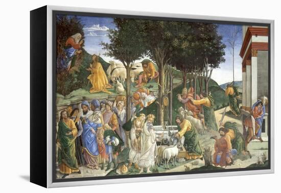 Scenes from the Life of Moses, 1481-1482-Sandro Botticelli-Framed Premier Image Canvas