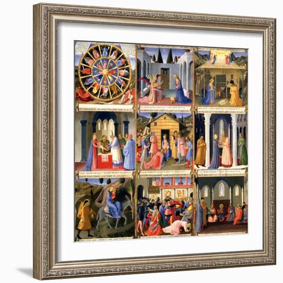 Scenes from the Nativity, Panel One from Silver Treasury of Santissima Annunziata, circa 1450-53-Fra Angelico-Framed Giclee Print