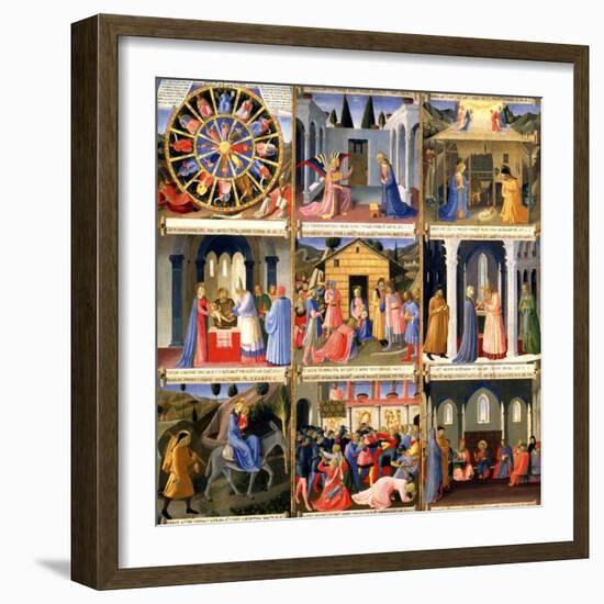 Scenes from the Nativity, Panel One from Silver Treasury of Santissima Annunziata, circa 1450-53-Fra Angelico-Framed Giclee Print