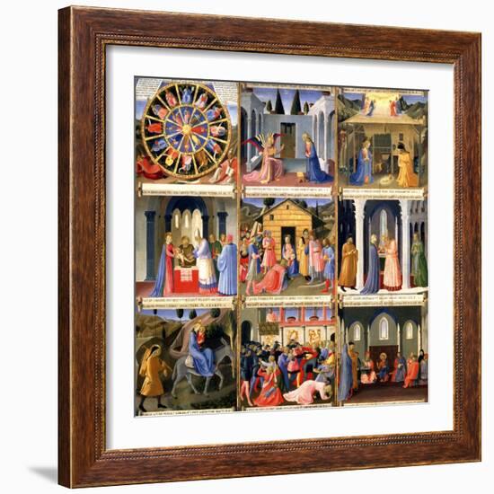 Scenes from the Nativity, Panel One from Silver Treasury of Santissima Annunziata, circa 1450-53-Fra Angelico-Framed Giclee Print