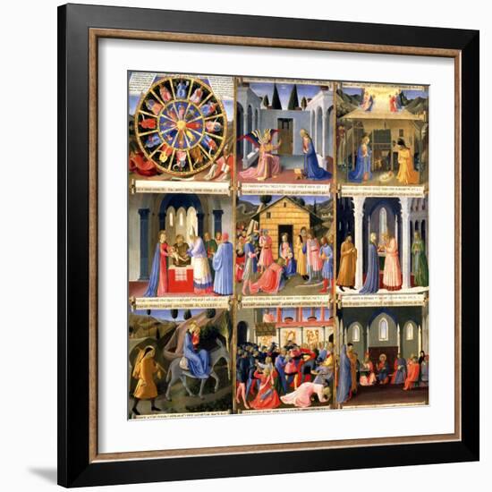 Scenes from the Nativity, Panel One from Silver Treasury of Santissima Annunziata, circa 1450-53-Fra Angelico-Framed Giclee Print